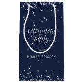 Pensioenpartij Gift Bag Elegant Silver, marine Klein Cadeauzakje (Voorkant)