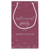 Pensioenpartij Gift Bag Elegant Silver, Roze Klein Cadeauzakje (Achterkant)