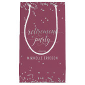 Pensioenpartij Gift Bag Elegant Silver, Roze Klein Cadeauzakje (Voorkant)