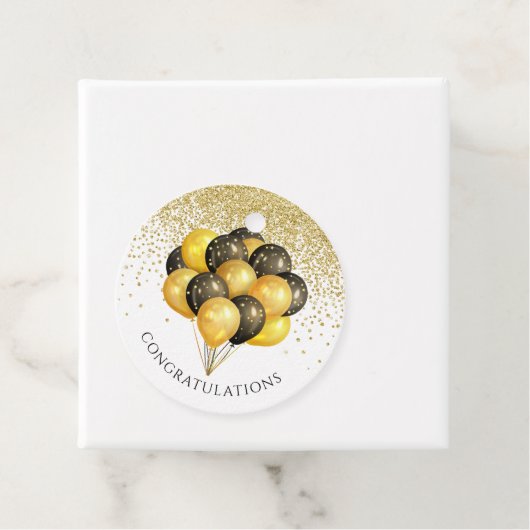 Pensioenpartij Gold Black ballonnen Bedankjes Labels (In situ)