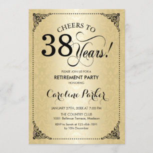 Pensioenpartij - Gold Black Damask Kaart