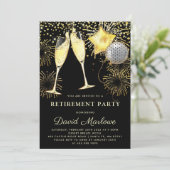 Pensioenpartij Gold Black Glitter Confetti Kaart (Staand voorkant)