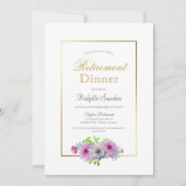 Pensioenpartij Gold Border Dinner Kaart (Voorkant)