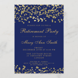 Pensioenpartij Gold Foil Confetti Navy Blue Kaart