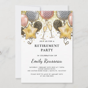 Pensioenpartij Gold Glitter Confetti Balloons Kaart