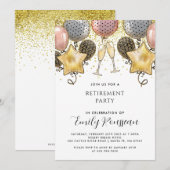 Pensioenpartij Gold Glitter Confetti Balloons Kaart (Voorkant / Achterkant)