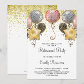 Pensioenpartij Gold Glitter Confetti Balloons Kaart (Voorkant / Achterkant)