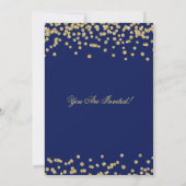 Pensioenpartij Gold Glitter Confetti Navy Blue Kaart (Achterkant)