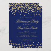 Pensioenpartij Gold Glitter Confetti Navy Blue Kaart (Voorkant / Achterkant)
