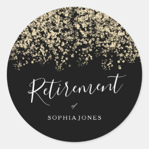 Pensioenpartij Gold Glitter Confetti Ronde Sticker
