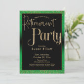 Pensioenpartij Gold Glitter op Bright Green Kaart (Staand voorkant)
