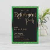 Pensioenpartij Gold Glitter op Bright Green Kaart (Staand voorkant)