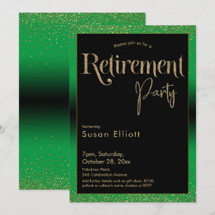 Pensioenpartij Gold Glitter op Bright Green Kaart