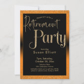 Pensioenpartij Gold Glitter op Helder Sinaasappel Kaart (Voorkant)