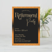 Pensioenpartij Gold Glitter op Helder Sinaasappel Kaart (Staand voorkant)