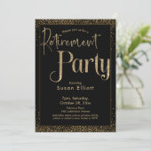 Pensioenpartij Gold Glitter op zwart Kaart (Staand voorkant)