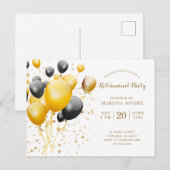 Pensioenpartij Gold Roos en goud Aankondigingskaart (Voorkant / Achterkant)