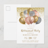 Pensioenpartij Gold Roos en goud Aankondigingskaart (Voorkant / Achterkant)