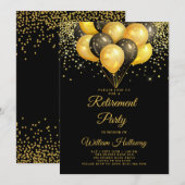 Pensioenpartij Gold Zwarte ballonnen zwart Kaart (Voorkant / Achterkant)