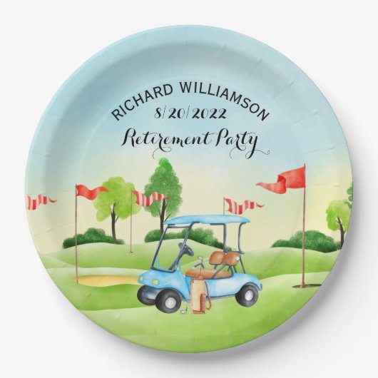 Pensioenpartij Golf Papieren Bordje (Voorkant)