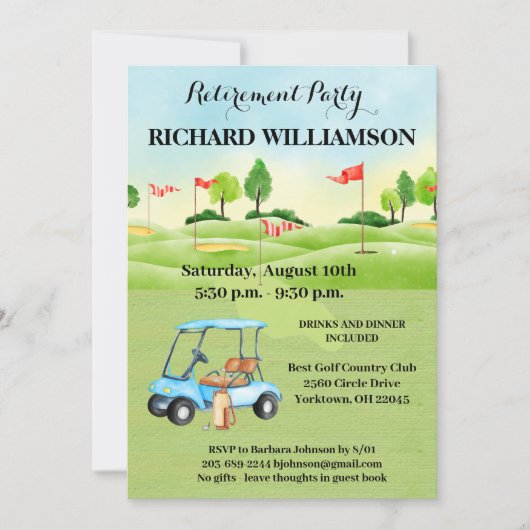 Pensioenpartij Golf Party Kaart (Voorkant)