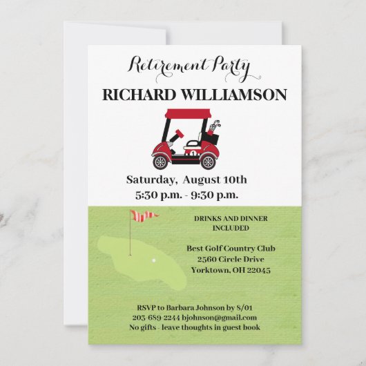 Pensioenpartij Golf Party Kaart (Voorkant)