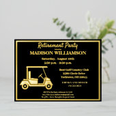 Pensioenpartij Golf Real Gold Folie Uitnodiging (Staand Voorkant)