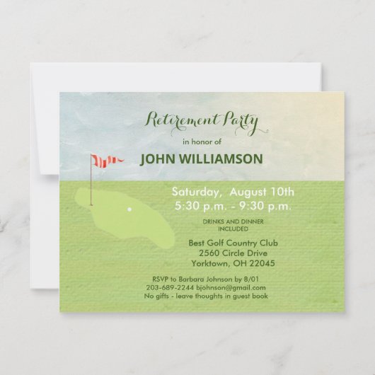 Pensioenpartij Golf Thema Aankondiging (Achterkant)