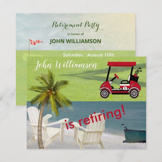 Pensioenpartij Golf Thema Aankondiging (Voorkant / Achterkant)