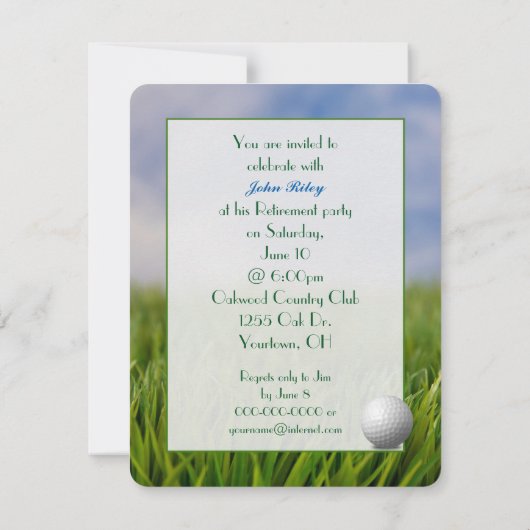 Pensioenpartij Golf-thema Kaart (Achterkant)