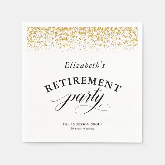 Pensioenpartij Goud Glitter Elegant Script Servet (Voorkant)