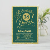 Pensioenpartij - Groene gouduitnodiging Kaart (Staand voorkant)