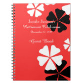 Pensioenpartij Guest Book Red Black White Floral Notitieboek (Voorkant)