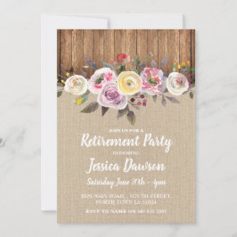 Pensioenpartij Houthandbrak Floral Rustic Invite Kaart