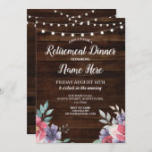 Pensioenpartij in ruste hout RozeFlowers nodigt ui Kaart (Voorkant / Achterkant)