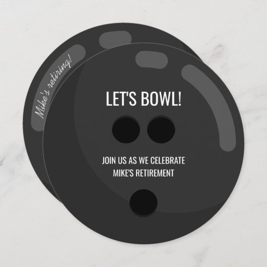 Pensioenpartij: "Laten we bowlen!" Black Bowling B Kaart (Voorkant / Achterkant)