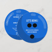 Pensioenpartij: "Laten we bowlen!" Blue Bowling Ba Kaart (Voorkant / Achterkant)