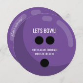 Pensioenpartij: "Laten we bowlen!" Paarse Bowling  Kaart (Voorkant / Achterkant)