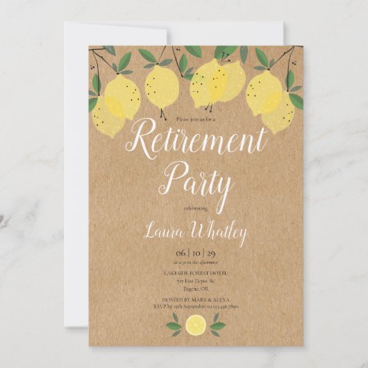 Pensioenpartij Lemons Rustic Kraft Kaart (Voorkant)