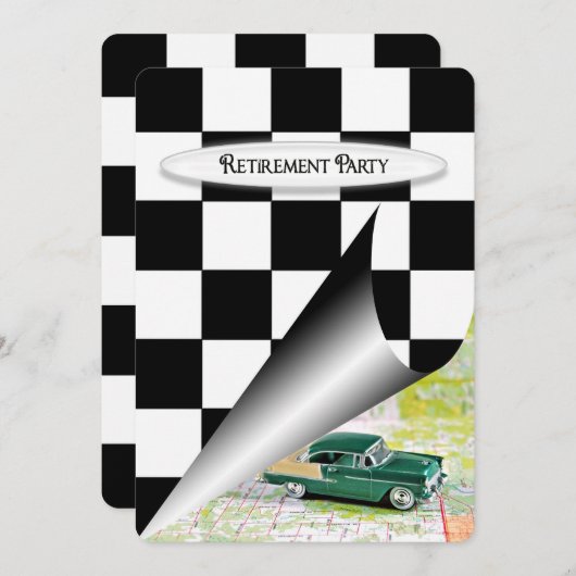 Pensioenpartij met oude auto kaart (Voorkant / Achterkant)