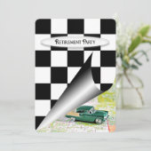 Pensioenpartij met oude auto kaart (Staand voorkant)