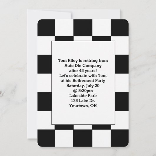 Pensioenpartij met oude auto kaart (Achterkant)