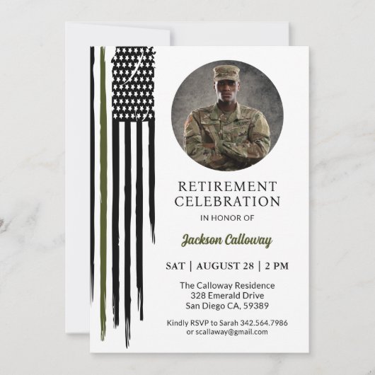 Pensioenpartij Militaire Leger, groene lijn vlag Kaart (Voorkant)