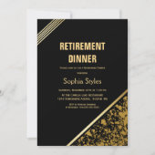 Pensioenpartij Modern Black en Gold Dinner Kaart (Voorkant)