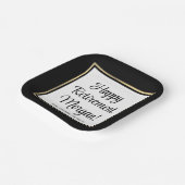 Pensioenpartij Modern Black, White & Gold Square Papieren Bordje (Gebogen)