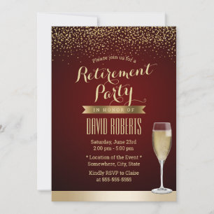 Pensioenpartij Modern Burgundy Red Gold Confetti Kaart