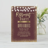 Pensioenpartij Modern Burgundy Red Gold Glitter Kaart (Staand voorkant)