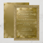 Pensioenpartij | Modern Gold Bokeh Glitter Kaart (Voorkant / Achterkant)