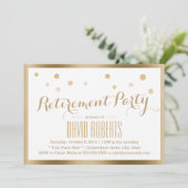 Pensioenpartij Modern Gold Framed Confetti Stippen Kaart (Staand voorkant)