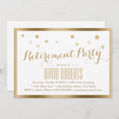 Pensioenpartij Modern Gold Framed Confetti Stippen Kaart (Voorkant / Achterkant)